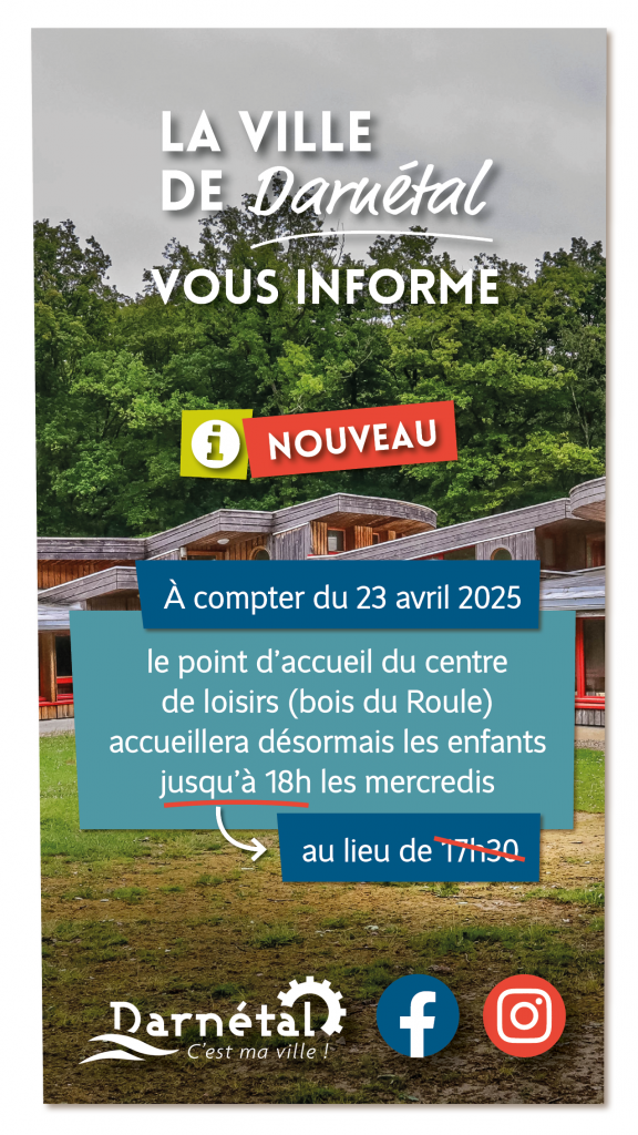 Le point d'accueil du centre de loisirs jusqu'à 18h le mercredi !
