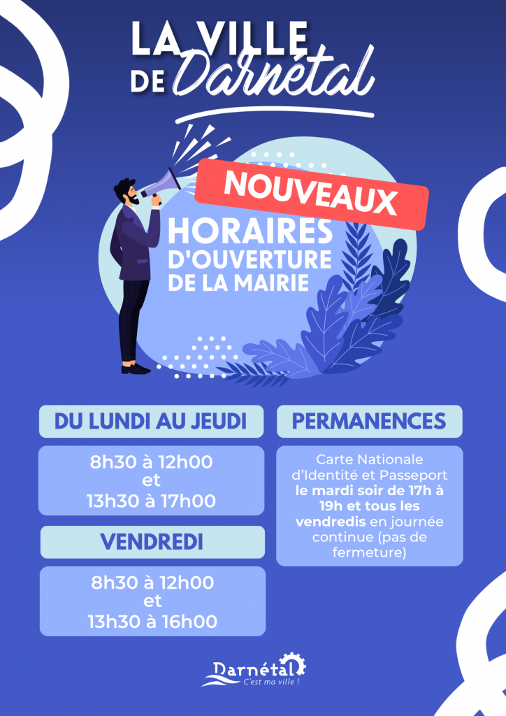 Nouveaux horaires d'ouverture de la mairie