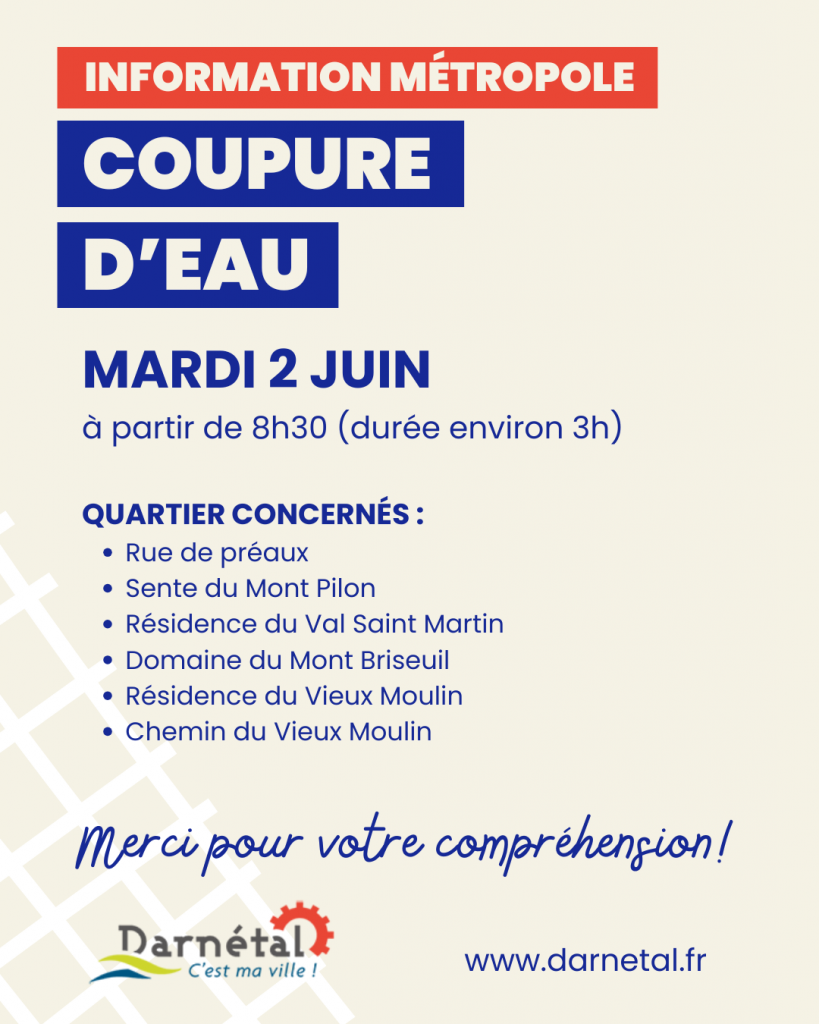 Information Métropole – Coupure d’eau